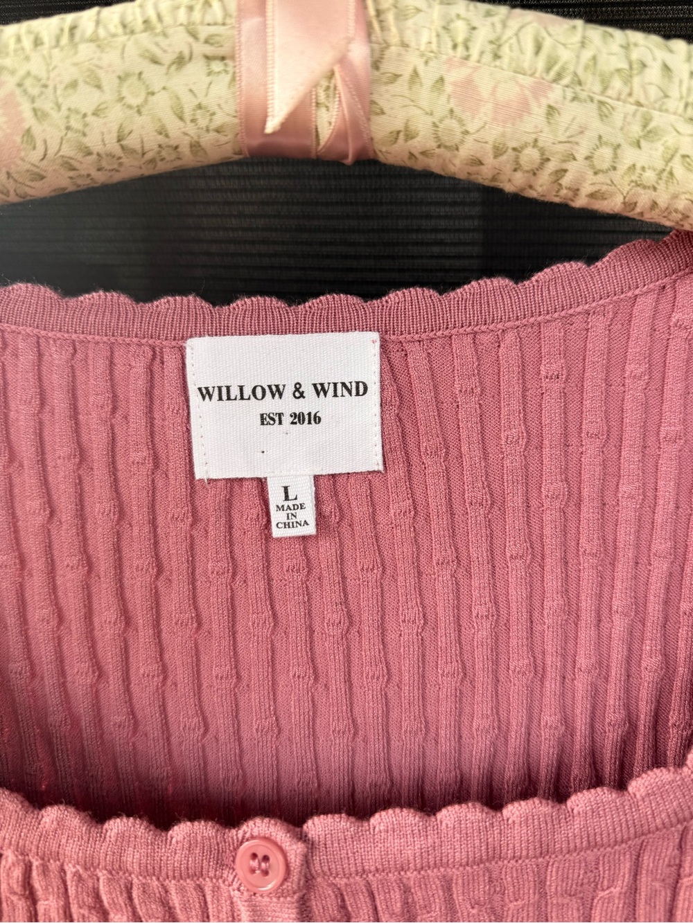 Willow & Wind Pink Ribbed Button-Front Cardigan - Picture 3 of 5